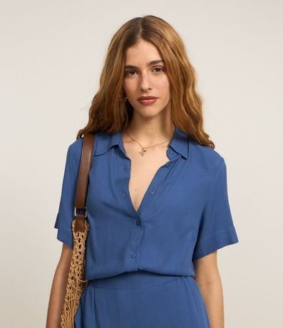 Camisa en Viscosa con Botones y Manga Corta