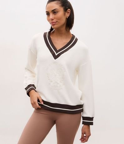 Suéter Oversized Deportivo con Lettering Bordado 2