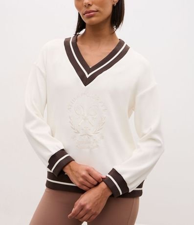 Suéter Oversized Deportivo con Lettering Bordado 4