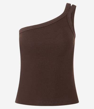 Blusa en Rib con Un Hombro Único y Asa Doble