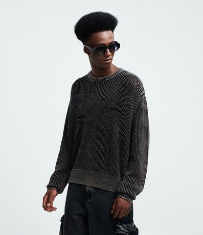 Suéter en Punto Texturizado con Detalle Jacquard Localizado 1