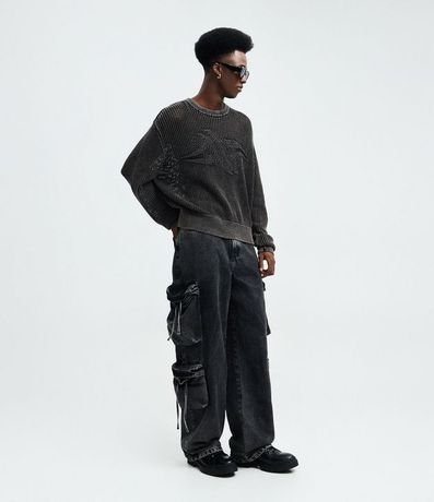 Suéter en Punto Texturizado con Detalle Jacquard Localizado 2