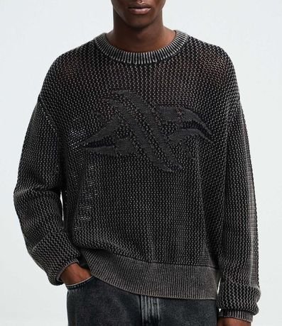 Suéter en Punto Texturizado con Detalle Jacquard Localizado 3