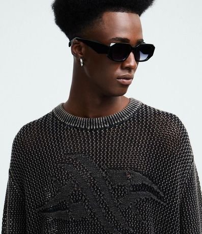 Suéter en Punto Texturizado con Detalle Jacquard Localizado 4