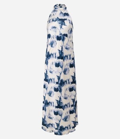 Vestido Slip Largo en Satén con Estampa Abstracta 8