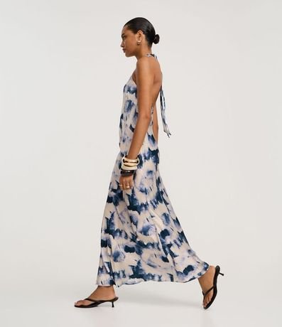 Vestido Slip Largo en Satén con Estampa Abstracta 3