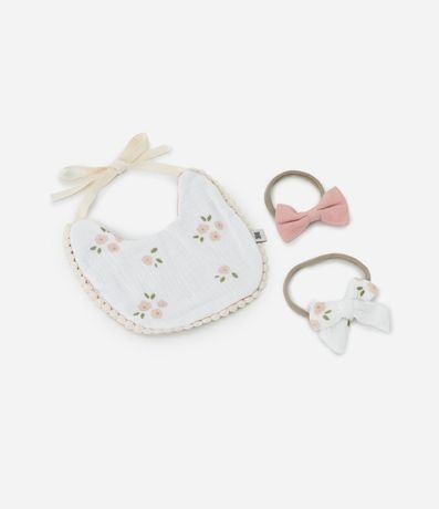 Kit Babador y Lazos Infantiles con Estampa Floral - Talle único