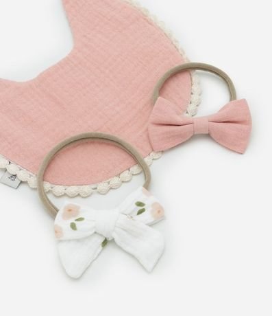 Kit Babador y Lazos Infantiles con Estampa Floral - Talle único 5