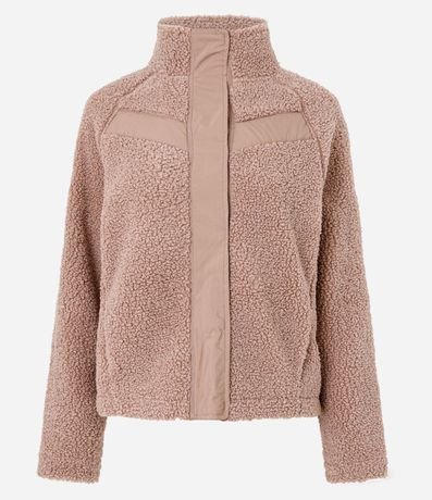 Campera Bomber Deportiva en Sherpa con Cuello Alto 5
