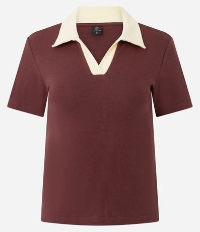 Blusa Acanalada en Rib con Cuello Polo Contrastante 5