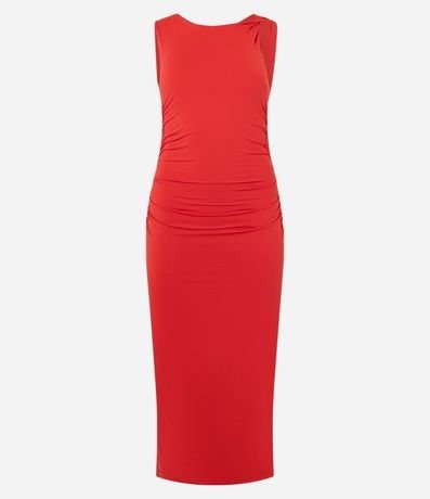 Vestido Recto Midi sin Manga en Poliamida con Torcido 6