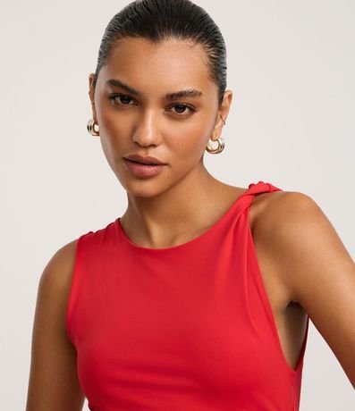 Vestido Recto Midi sin Manga en Poliamida con Torcido 3