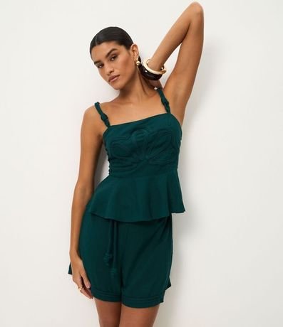 Short Corto en Viscolino con Cinta para Lazo en la Cintura 2