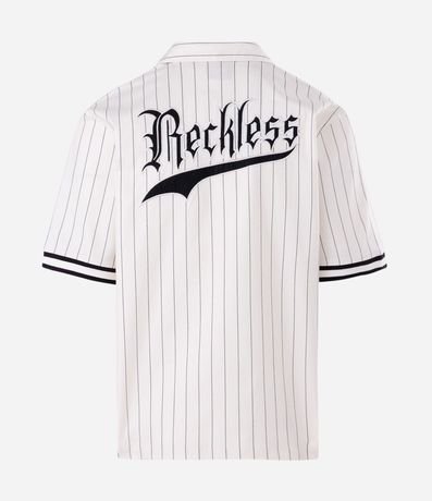 Camisa Baseball Rayada en Microfibra con Lettering Reckless 6