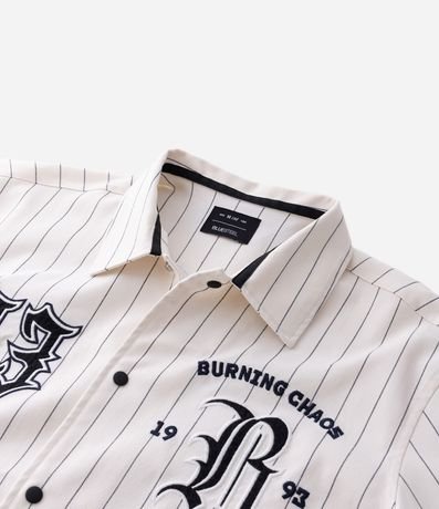 Camisa Baseball Rayada en Microfibra con Lettering Reckless 8
