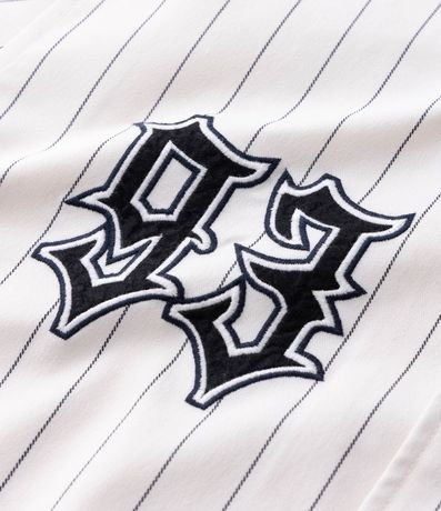 Camisa Baseball Rayada en Microfibra con Lettering Reckless 9