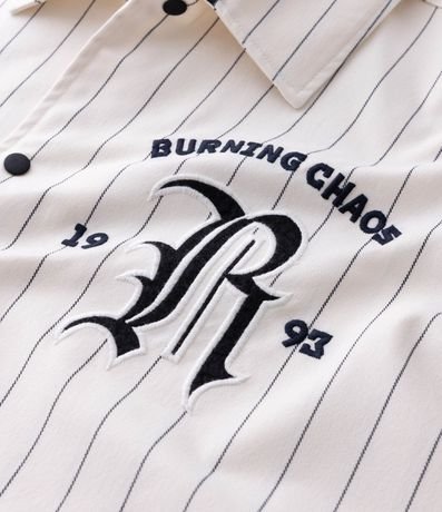 Camisa Baseball Rayada en Microfibra con Lettering Reckless 11