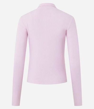 Blusa en Viscosa en Efecto Tricot con Cuello Polo y Cremallera 4