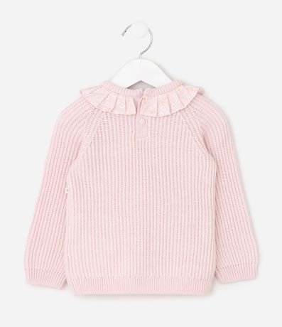 Blusa Infantil en Punto con Cuello Volado y Bordado de Conejo – Talle RN a 18 Meses 3
