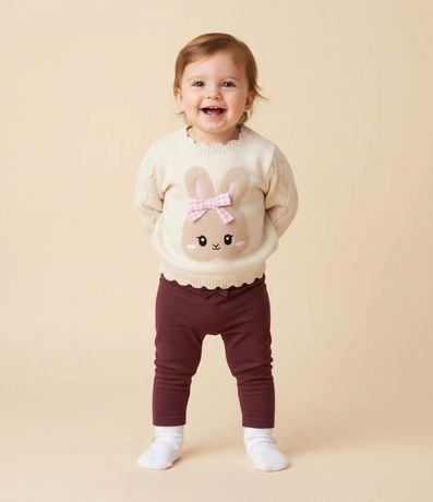 Suéter Infantil en Jacquard con Moña Aplicada – Talle RN a 12 Meses 1