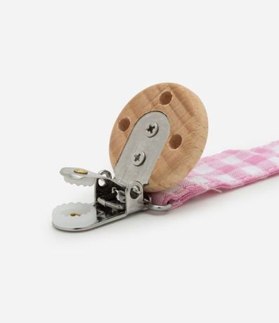 Prendedor de Chupeta Infantil con Osito y Estampado Vichy – Talle U 2