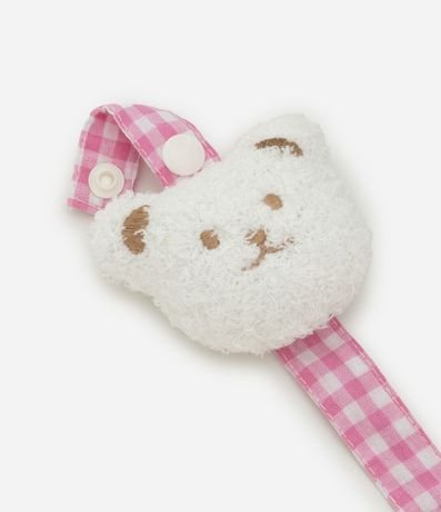 Prendedor de Chupeta Infantil con Osito y Estampado Vichy – Talle U 3