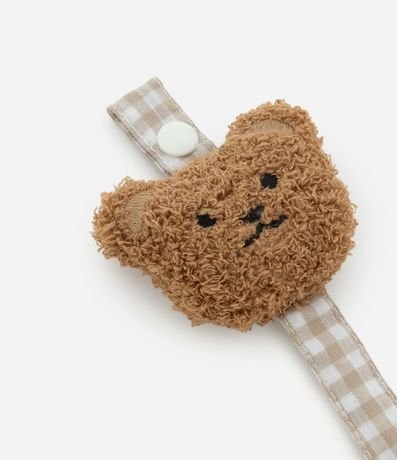Prendedor de Chupeta Infantil con Carita de Oso y Tira Vichy – Talle U 3