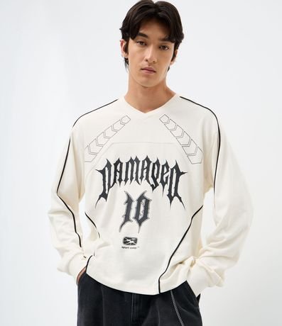 Remera Manga larga Boxy con Recortes y Estampado 3