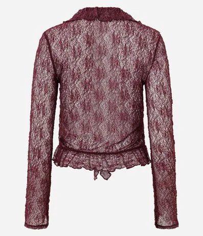 Blusa Bata Rendada con Volados y Bajo Fruncida 5