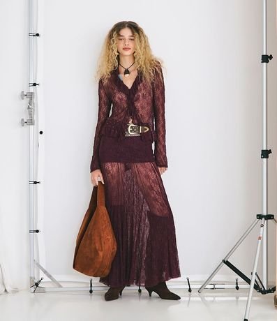 Blusa Bata Rendada con Volados y Bajo Fruncida 2