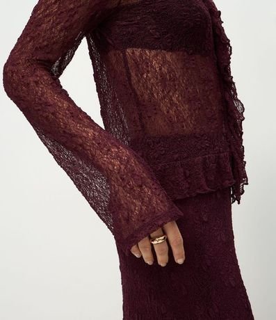 Blusa Bata Rendada con Volados y Bajo Fruncida 6