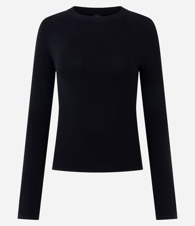 Blusa Básica en Punto con Manga Larga