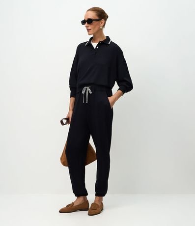 Pantalón Jogger en Algodón con Lazo en la Cintura