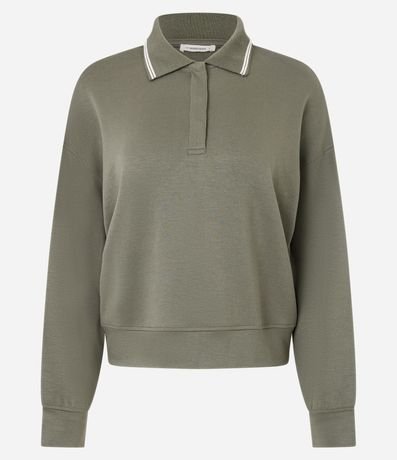 Buzo Cerrado en Algodón con Cuello Polo y Detalle Constrastante 5