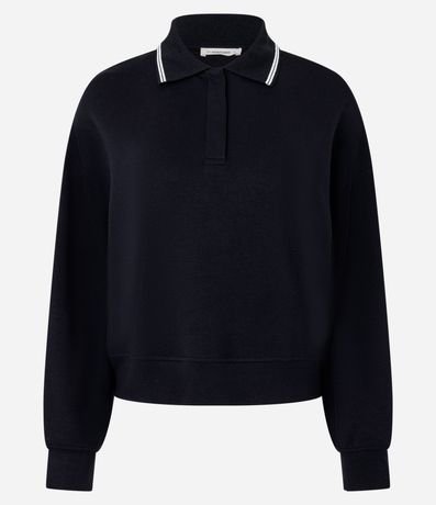 Buzo Cerrado en Algodón con Cuello Polo y Detalle Constrastante 7
