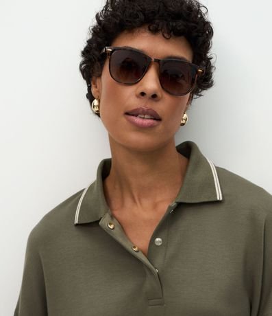 Buzo Cerrado en Algodón con Cuello Polo y Detalle Constrastante 3