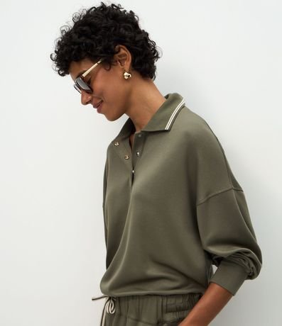 Buzo Cerrado en Algodón con Cuello Polo y Detalle Constrastante 4