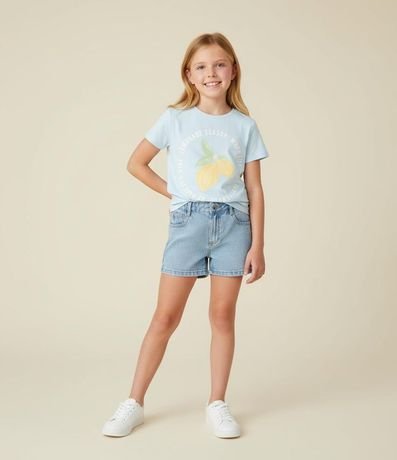 Short Infantil en Jeans Marmorizado con Brillitos - Talle 5 a 14 años