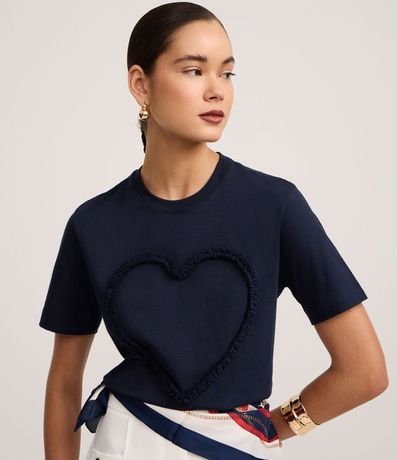 Remera en Algodón con Volado de Corazón