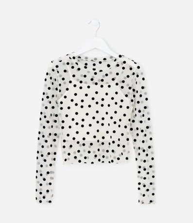 Remera Infantil en Tule de Lunares con Cuello Alto y Musculosa Interna – Talle 5 a 14 años