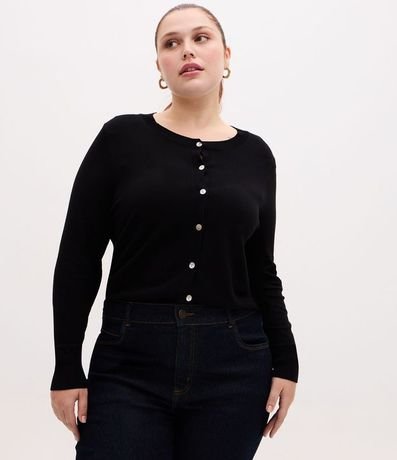 Cardigan Regular Básico en Punto Curve & Plus Size