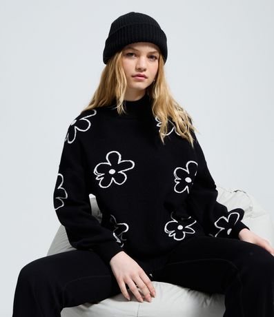 Blusa Manga Larga con Estampado Floral de Margaritas