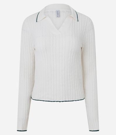 Blusa Femenina Slim en Tricot con Cuello Polo