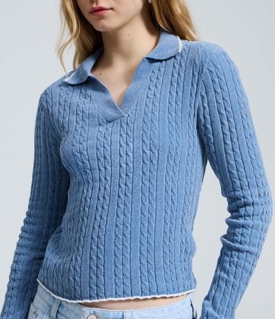 Blusa Femenina Slim en Tricot con Cuello Polo 4