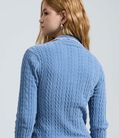 Blusa Femenina Slim en Tricot con Cuello Polo 5