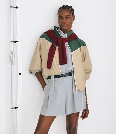 Campera Rompe Viento Tricolor con Cuello Alto