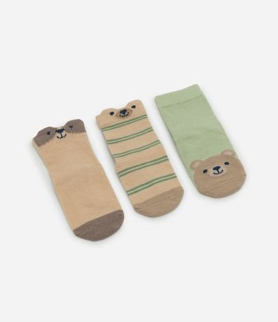 Kit 03 Medias Infantiles en Algodón con Animalitos – Talle RN a 12 Meses