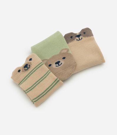 Kit 03 Medias Infantiles en Algodón con Animalitos – Talle RN a 12 Meses 4