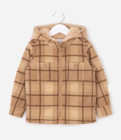 Campera Infantil de cuadros con Capucha y Forro en Sherpa – Talle 1 a 6 años