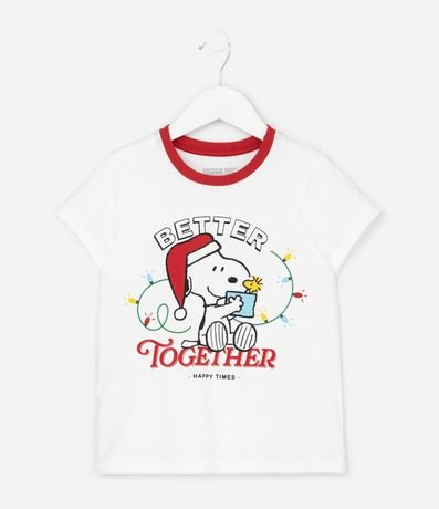 Pijama Corto Infantil con Estampa de Cuadros de Natal Snoopy - Talle 2 a 14 años 2
